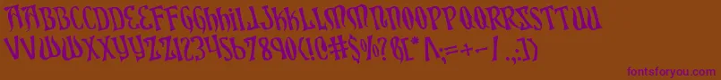 XiphosRotated Font – Purple Fonts on Brown Background