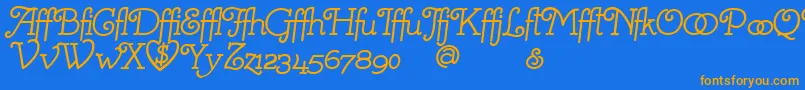 MistressScriptAlternates Font – Orange Fonts on Blue Background