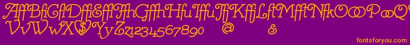 MistressScriptAlternates-Schriftart – Orangefarbene Schriften auf violettem Hintergrund