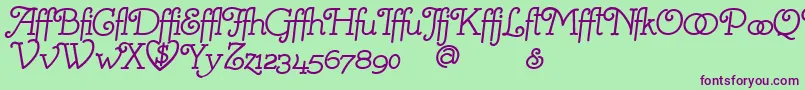 MistressScriptAlternates Font – Purple Fonts on Green Background