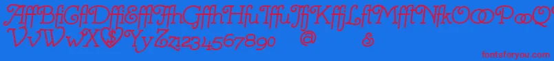 MistressScriptAlternates-Schriftart – Rote Schriften auf blauem Hintergrund