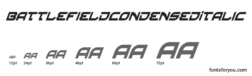 Размеры шрифта BattlefieldCondensedItalic