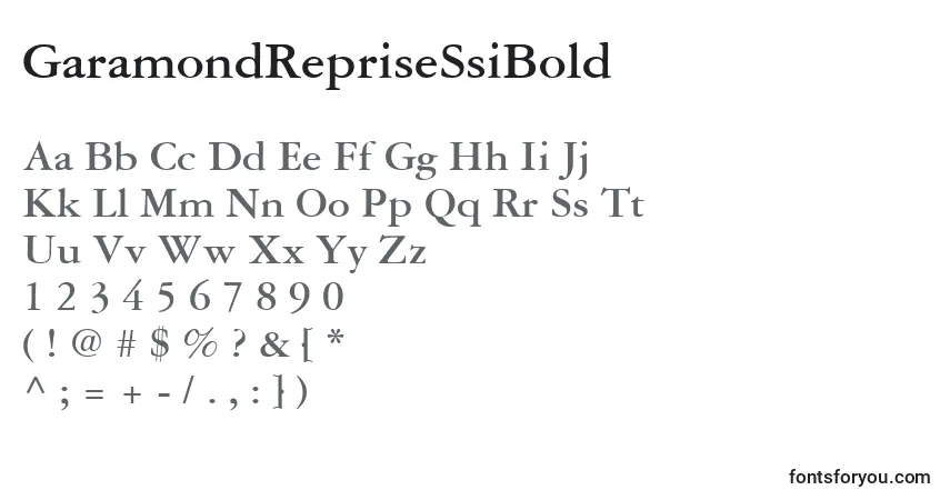 A fonte GaramondRepriseSsiBold – alfabeto, números, caracteres especiais