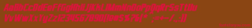 フォントVirtucorpBoldItalic – 赤い文字が茶色の背景にあります。