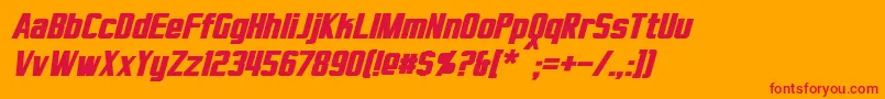 VirtucorpBoldItalic Font – Red Fonts on Orange Background
