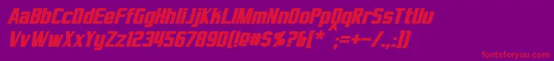 VirtucorpBoldItalic Font – Red Fonts on Purple Background