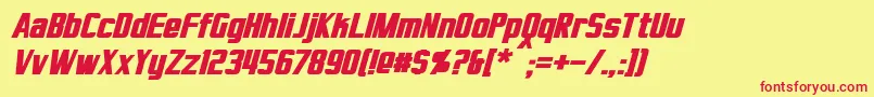 VirtucorpBoldItalic Font – Red Fonts on Yellow Background