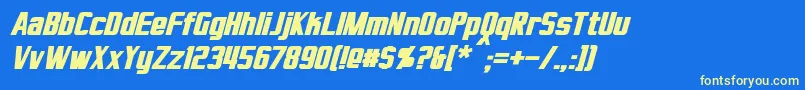 VirtucorpBoldItalic Font – Yellow Fonts on Blue Background