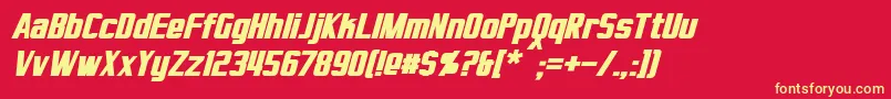 VirtucorpBoldItalic Font – Yellow Fonts on Red Background