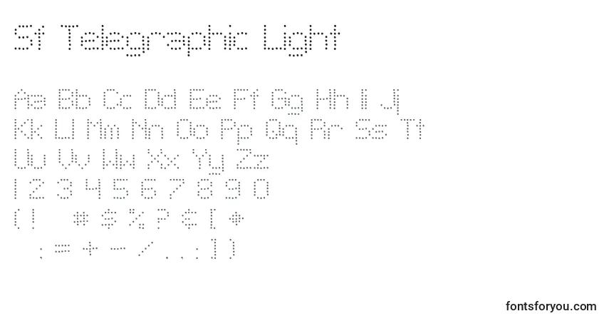 Шрифт Sf Telegraphic Light – алфавит, цифры, специальные символы