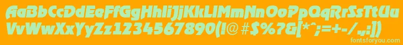 OnstageserialBlackItalic-Schriftart – Grüne Schriften auf orangefarbenem Hintergrund