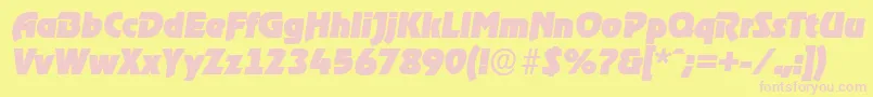 OnstageserialBlackItalic Font – Pink Fonts on Yellow Background