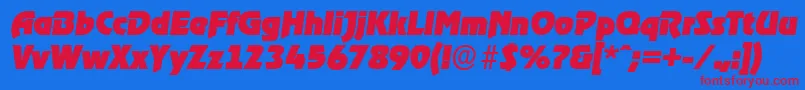 OnstageserialBlackItalic Font – Red Fonts on Blue Background