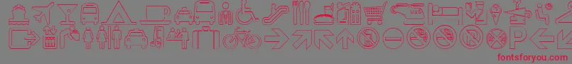 Travelconso-Schriftart – Rote Schriften auf grauem Hintergrund