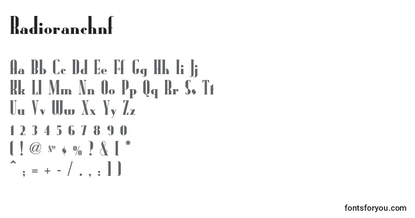 A fonte Radioranchnf (90515) – alfabeto, números, caracteres especiais