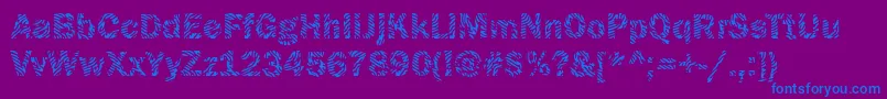 Funky09Bold-Schriftart – Blaue Schriften auf violettem Hintergrund