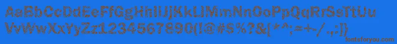 フォントFunky09Bold – 茶色の文字が青い背景にあります。