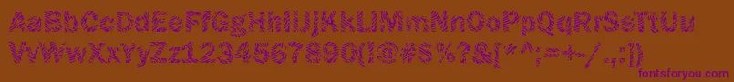 Funky09Bold-Schriftart – Violette Schriften auf braunem Hintergrund