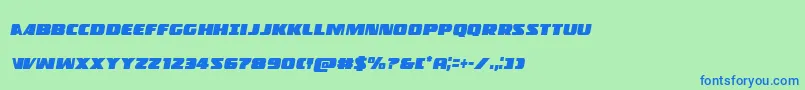 Policecruisercondital-Schriftart – Blaue Schriften auf grünem Hintergrund
