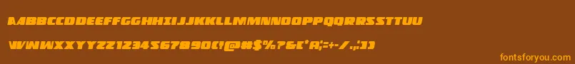 Policecruisercondital-Schriftart – Orangefarbene Schriften auf braunem Hintergrund