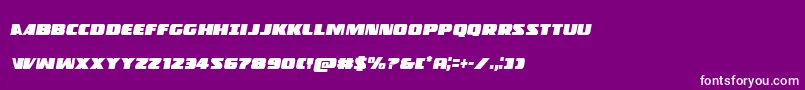 Policecruisercondital-Schriftart – Weiße Schriften auf violettem Hintergrund