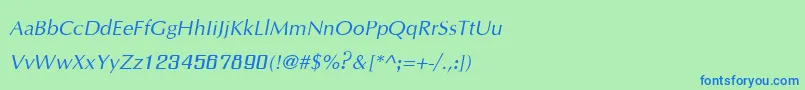 フォントIrisupcItalic – 青い文字は緑の背景です。