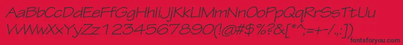 Fonte TektonproExtobl – fontes pretas em um fundo vermelho