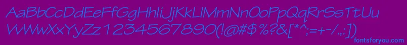 TektonproExtobl-Schriftart – Blaue Schriften auf violettem Hintergrund