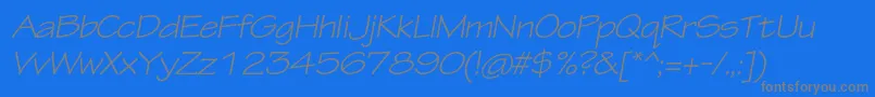 TektonproExtobl-Schriftart – Graue Schriften auf blauem Hintergrund