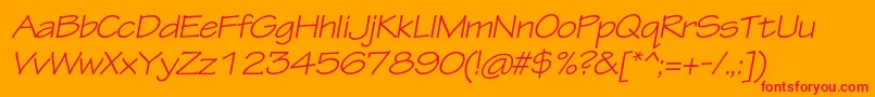TektonproExtobl-fontti – punaiset fontit oranssilla taustalla