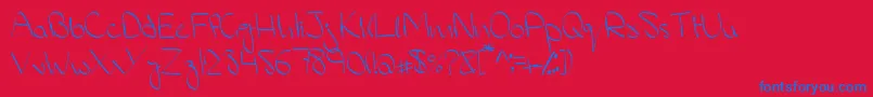 MsHand Font – Blue Fonts on Red Background