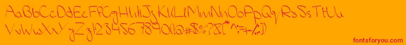 MsHand Font – Red Fonts on Orange Background