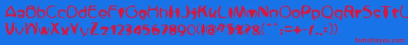 Zone23Fisheye-Schriftart – Rote Schriften auf blauem Hintergrund