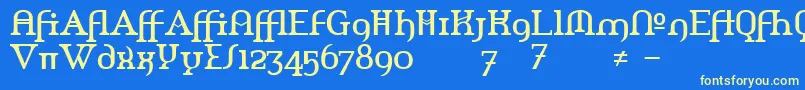 フォントAmerikaa – 黄色の文字、青い背景