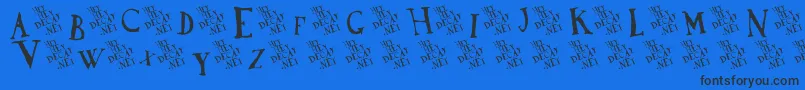 DadaAntiquerist-Schriftart – Schwarze Schriften auf blauem Hintergrund