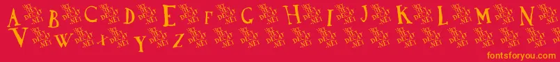 DadaAntiquerist-Schriftart – Orangefarbene Schriften auf rotem Hintergrund