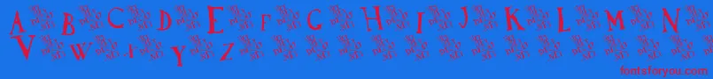 DadaAntiquerist-Schriftart – Rote Schriften auf blauem Hintergrund