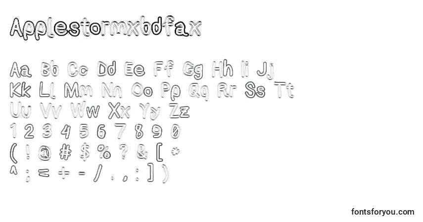 Czcionka Applestormxbdfax – alfabet, cyfry, specjalne znaki
