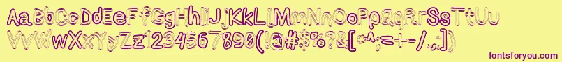 Applestormxbdfax-Schriftart – Violette Schriften auf gelbem Hintergrund