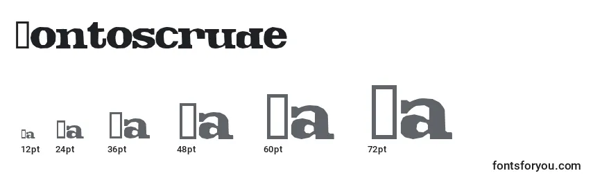 Размеры шрифта Fontoscrude