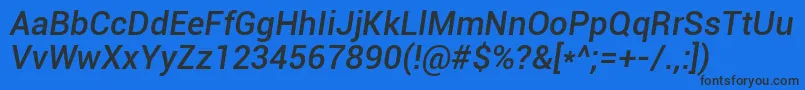 RobotoMediumItalic Font – Black Fonts on Blue Background