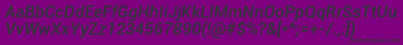 RobotoMediumItalic-Schriftart – Schwarze Schriften auf violettem Hintergrund