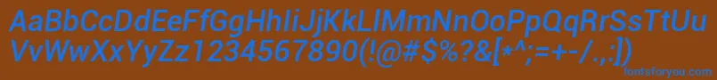 RobotoMediumItalic Font – Blue Fonts on Brown Background