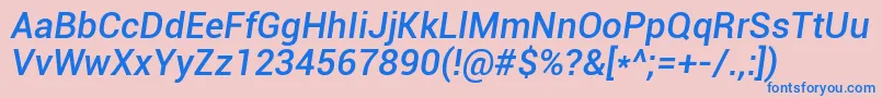 RobotoMediumItalic-Schriftart – Blaue Schriften auf rosa Hintergrund