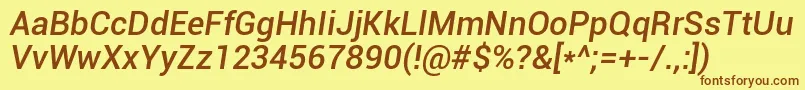 RobotoMediumItalic Font – Brown Fonts on Yellow Background