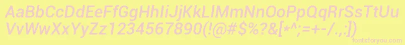 RobotoMediumItalic Font – Pink Fonts on Yellow Background