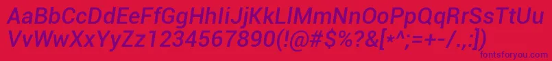 RobotoMediumItalic Font – Purple Fonts on Red Background