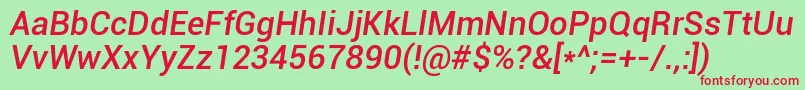 RobotoMediumItalic Font – Red Fonts on Green Background