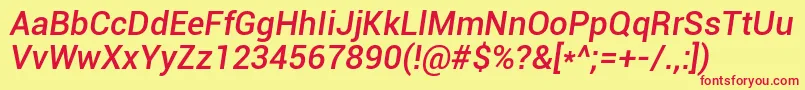 RobotoMediumItalic Font – Red Fonts on Yellow Background