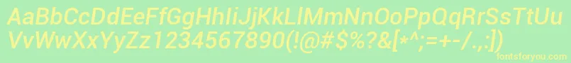 RobotoMediumItalic Font – Yellow Fonts on Green Background